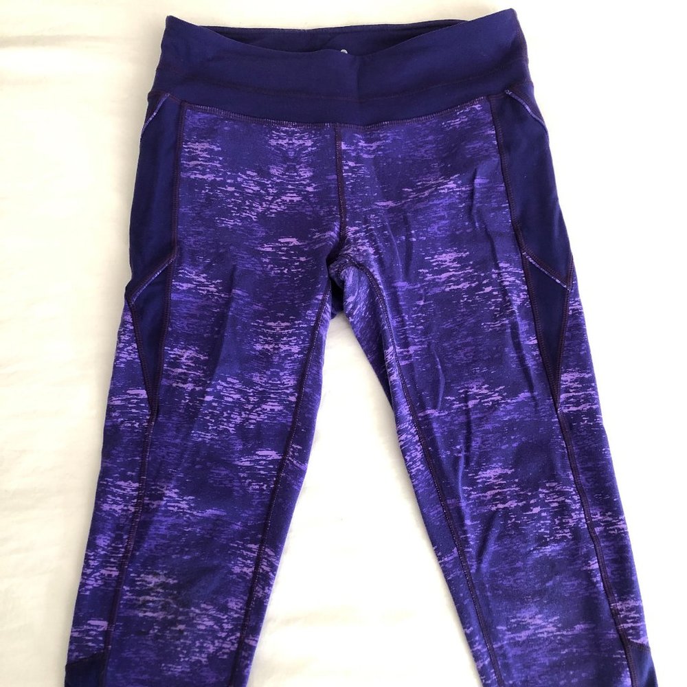 Athleta Purple & Blue Marled Cropped Tights